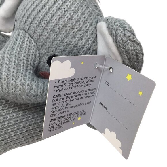 Moon and Stars Elephant NWT Lovey Security Blanket Gray Knit Plush - Picture 4 of 7